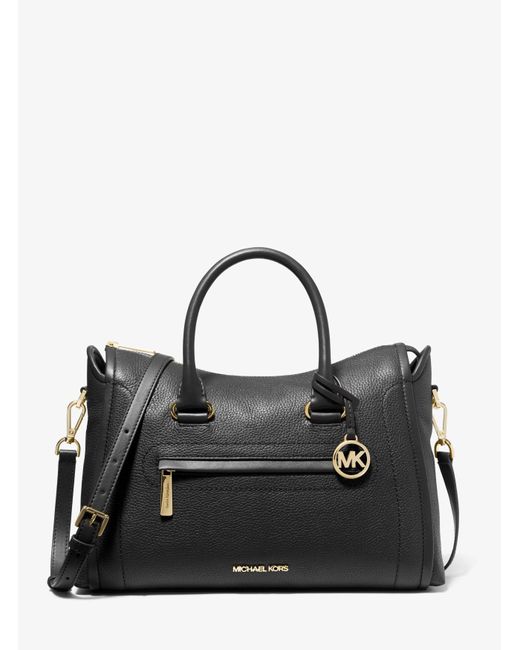 Bolso satchel Carine grande de piel granulada Michael Kors de color Black