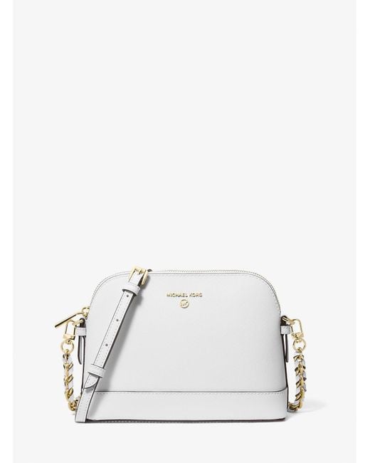 MICHAEL Michael Kors White Large Saffiano Leather Dome Crossbody Bag
