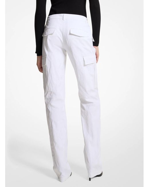 Michael Kors White Cargo Silk-Blend Trouser