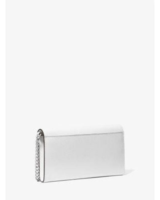 Michael Kors White Carson Large Pebbled Leather Convertible Crossbody Bag