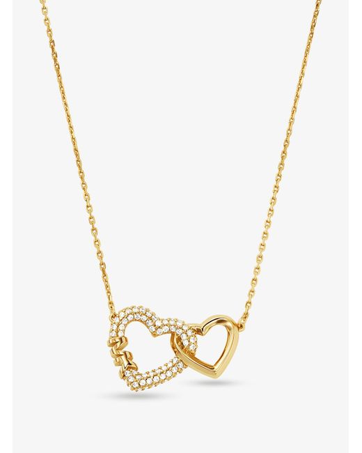 Michael Kors Metallic Precious Metal-plated Sterling Silver Interlocking Hearts Necklace