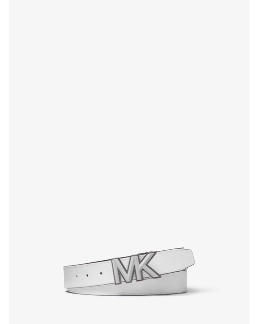 Michael Kors Logo Buckle Leather Belt in White for Men | Lyst Canada