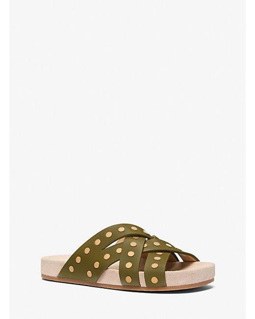 Michael Kors Green Irene Studded Leather Sandal