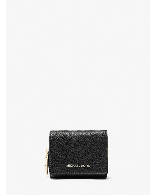 Michael Kors White Mk Empire Small Pebbled Leather Tri-Fold Wallet
