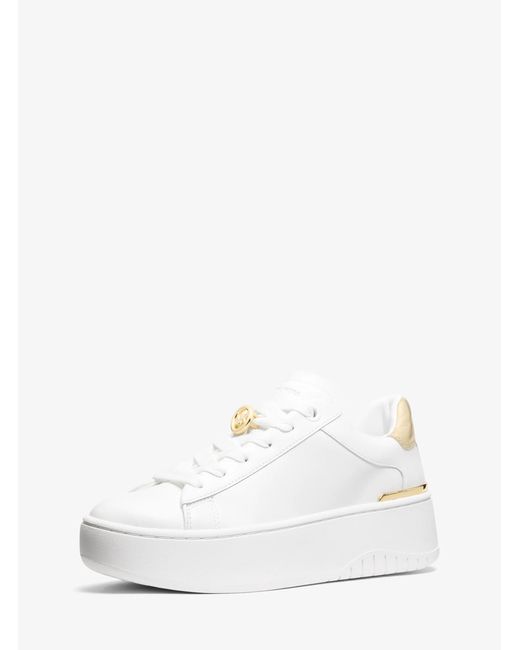 MICHAEL Michael Kors White Mk Dottie Leather Platform Trainers