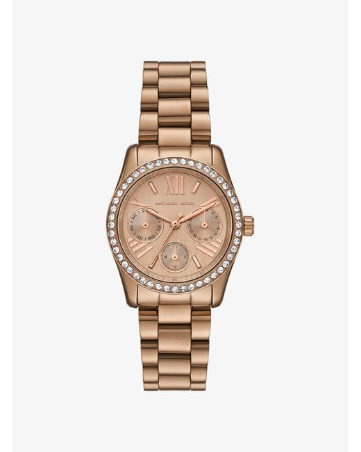 Michael Kors Metallic Mk Mini Lexington Pavé Brushed-Tone Watch