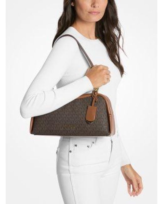 Michael Kors Brown Cecily Medium Signature Logo Shoulder Bag