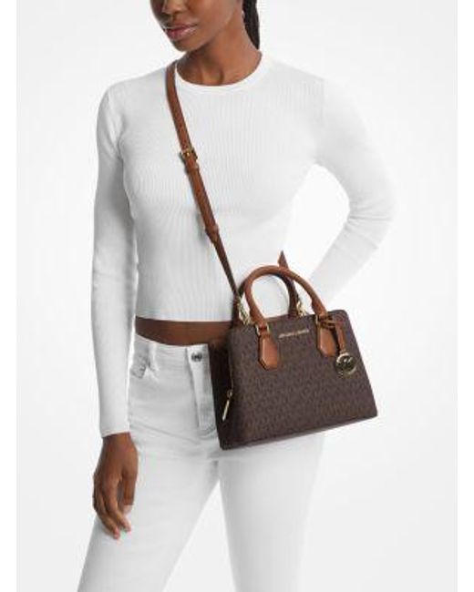 MICHAEL Michael Kors Brown Camille Small Logo And Leather Satchel