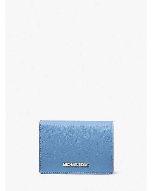 Michael Kors Blue Jet Set Medium Saffiano Leather Wallet