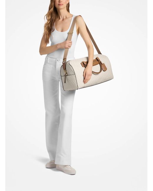 MICHAEL Michael Kors Natural Mk Jet Set Travel Extra-Large Signature Logo Weekender Bag