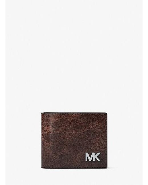 Michael Kors Brown Cyrus Burnished Billfold Wallet With Passcase for men