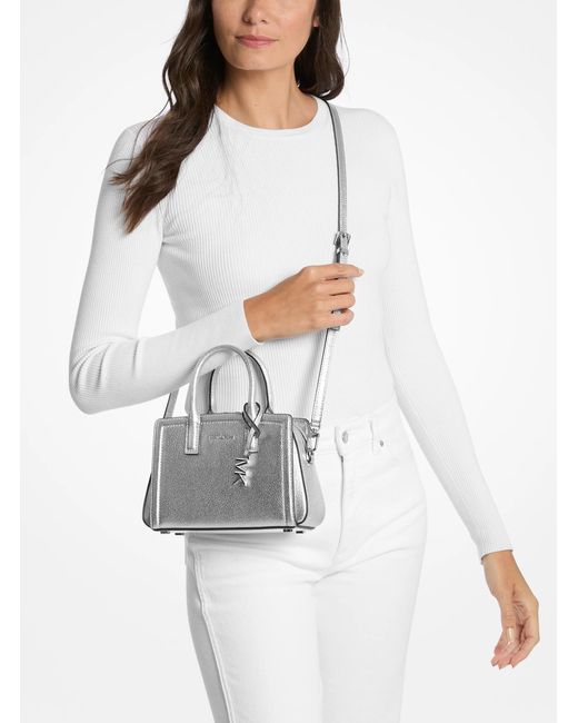 MICHAEL Michael Kors Gray Mk Laila Extra-Small Metallic Leather Crossbody Bag