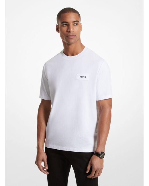 Michael Kors White Cotton Logo Graphic T-shirt for men