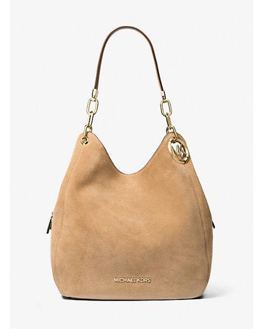 MICHAEL Michael Kors Natural Mk Lillie Large Suede Shoulder Bag