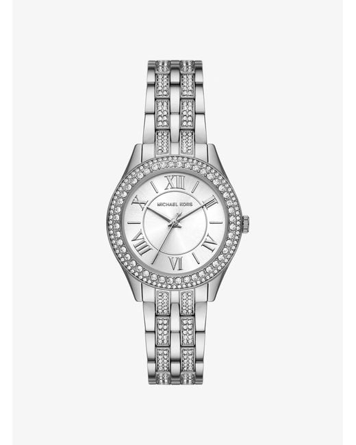 Michael Kors White Mk Harlowe Pavé-Tone Watch