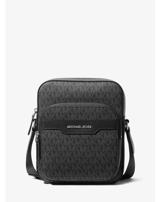 Michael Kors Black Hudson Mini Signature Logo Flight Bag for men