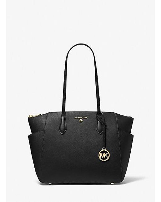Michael Kors Black Mk Marilyn Medium Saffiano Leather Tote Bag