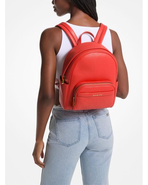 MICHAEL Michael Kors Red Mk Bex Medium Pebbled Leather Backpack