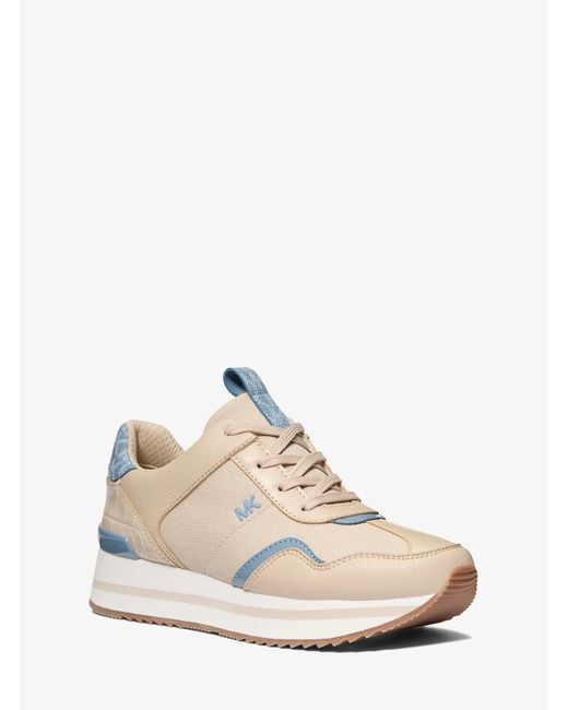 MICHAEL Michael Kors White Mk Raina Mixed-Media Trainer