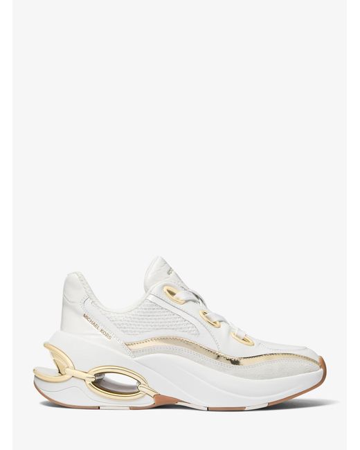 MICHAEL Michael Kors White Toni Mixed-Media Trainer