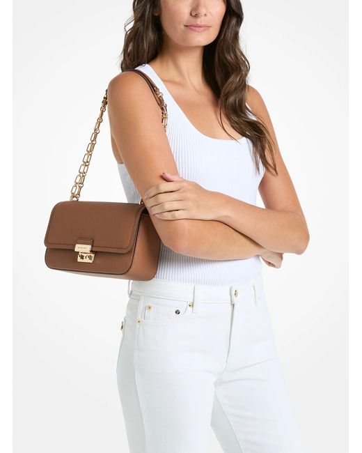 MICHAEL Michael Kors Brown Mk Tribeca Large Pebbled Leather Shoulder Bag