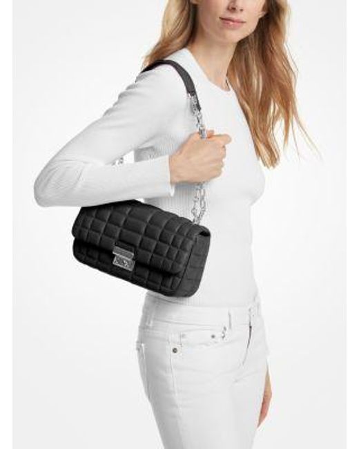 Michael Kors Black Mk Tribeca Large Quilted Leather Shoulder Bag