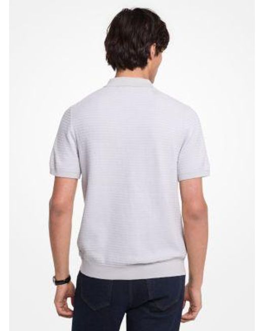 Michael Kors White Cotton Tuck Stitch Shirt for men