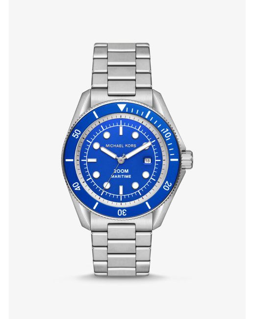 Reloj Maritime oversize en tono plateado Michael Kors de hombre de color Blue