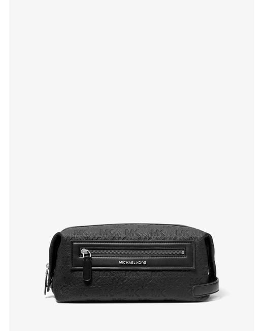 Michael Kors Black Mk Jet Set Logo Embossed Leather Travel Kit for men