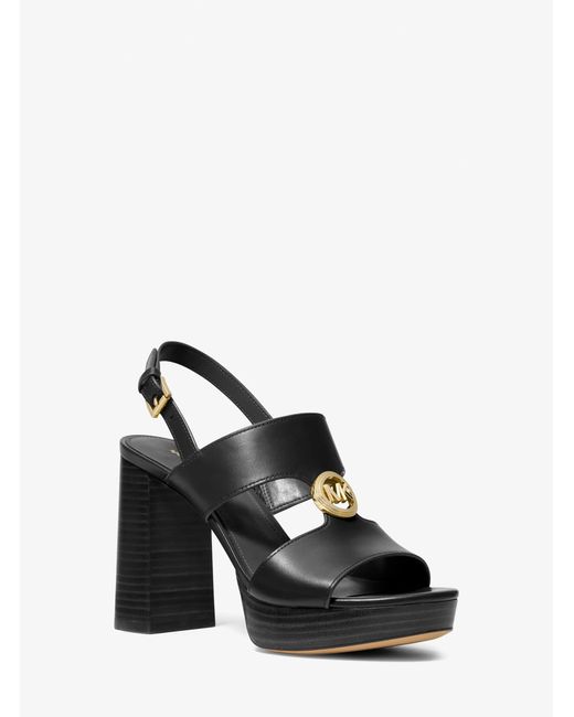 MICHAEL Michael Kors Black Mk Erin Leather Platform Sandal