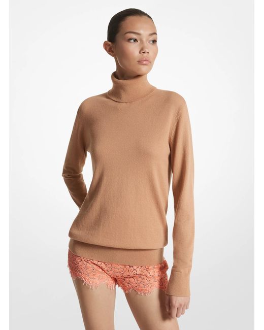 Michael Kors White Mk Joan Cashmere Polo Neck Jumper