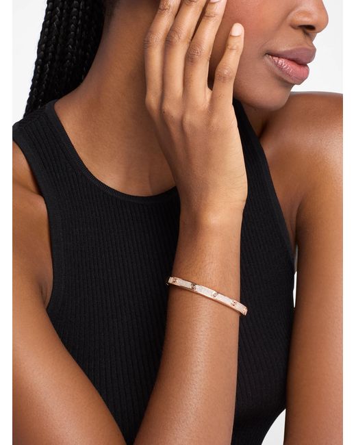 Michael Kors Pink Pavé Logo Stud Bangle