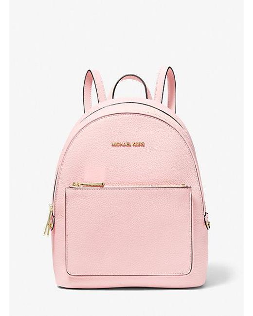 Michael Kors Pink Adina Medium Pebbled Leather Backpack