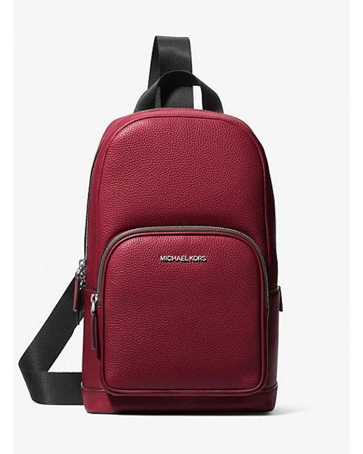 Michael Kors Red Cooper Pebbled Leather Sling Pack for men