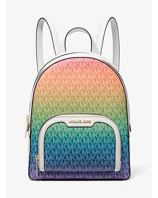 Michael Kors Blue Jaycee Medium Signature Logo Backpack