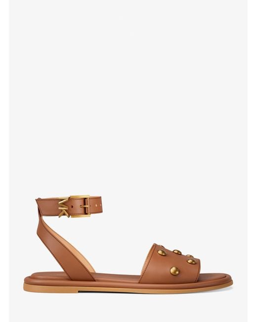 Michael Kors Brown Rosetta Studded Leather Sandal