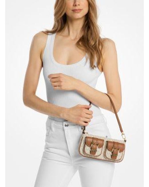 Michael Kors Metallic Zoe Small Signature Logo Pochette