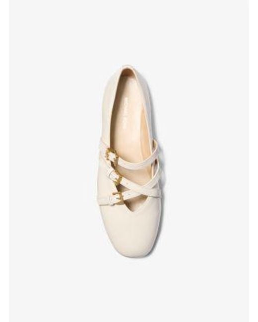 Michael Kors White Indy Flex Leather Ballet Flat
