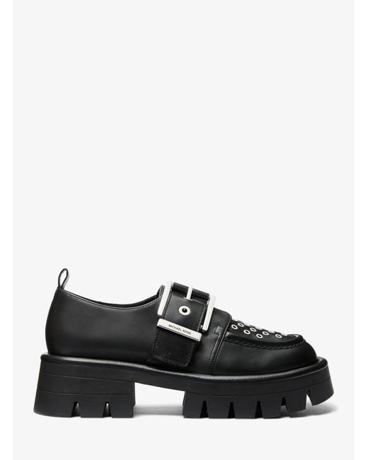 MICHAEL Michael Kors Black Mk Colby Grommeted Leather Loafer