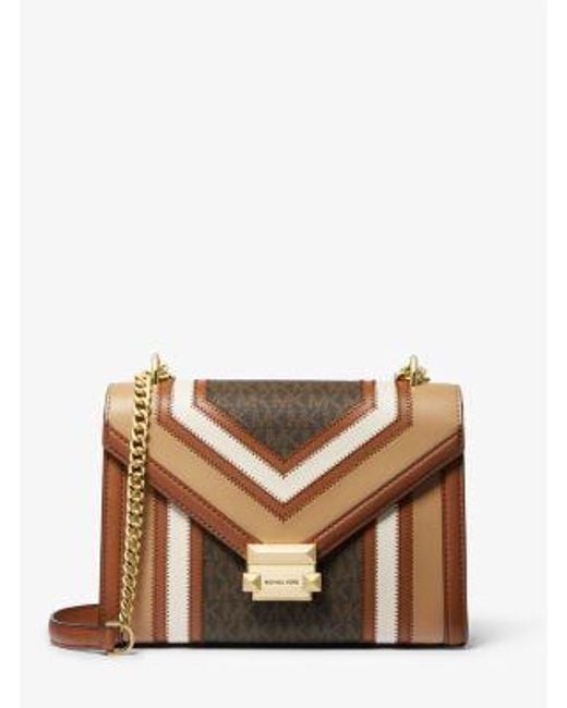 Michael Kors Brown Whitney Medium Color-Block And Signature Logo Shoulder Bag