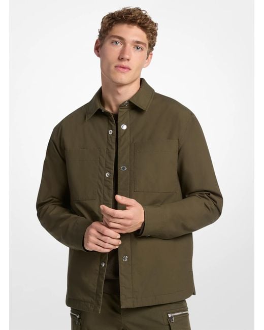 Michael Kors Green Mk Stretch Cotton Padded Shirt Jacket for men