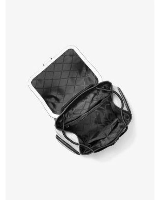 Michael Kors White Mk Hudson Signature Logo And Leather Cargo Backpack for men