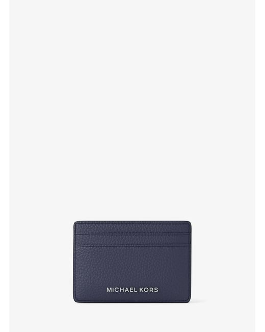 MICHAEL Michael Kors Blue Mk Pebbled Leather Card Case