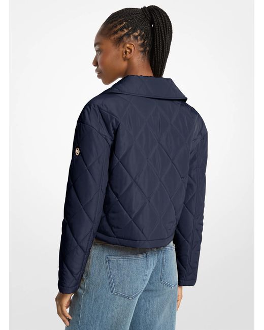 Michael Kors Blue Cropped Quilted Jacket
