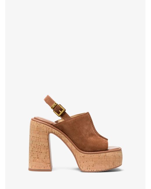 MICHAEL Michael Kors Brown Mk Leia Suede Platform Sandal