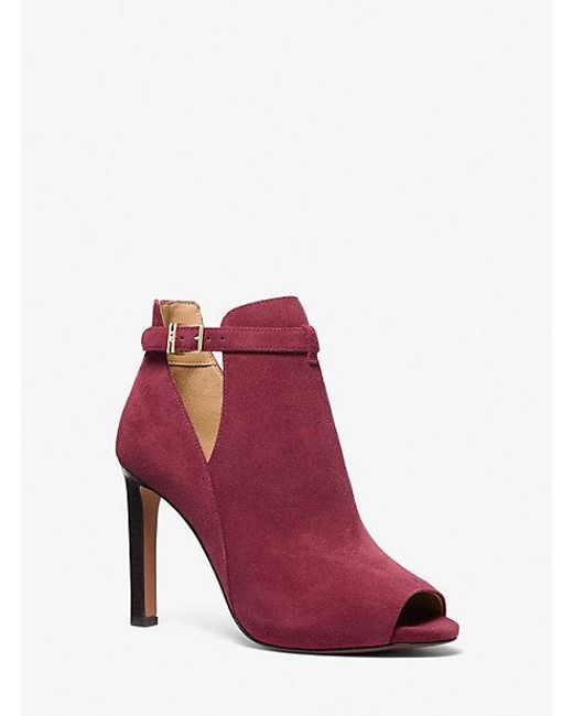 Michael Kors Red Lawson Suede Open-toe Ankle Boot