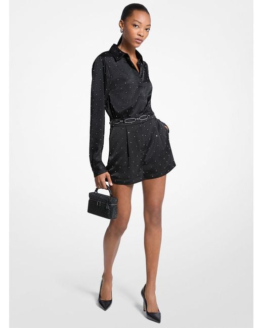 Mk Combinaison Courte Cloutée En Satin Michael Kors en coloris Black