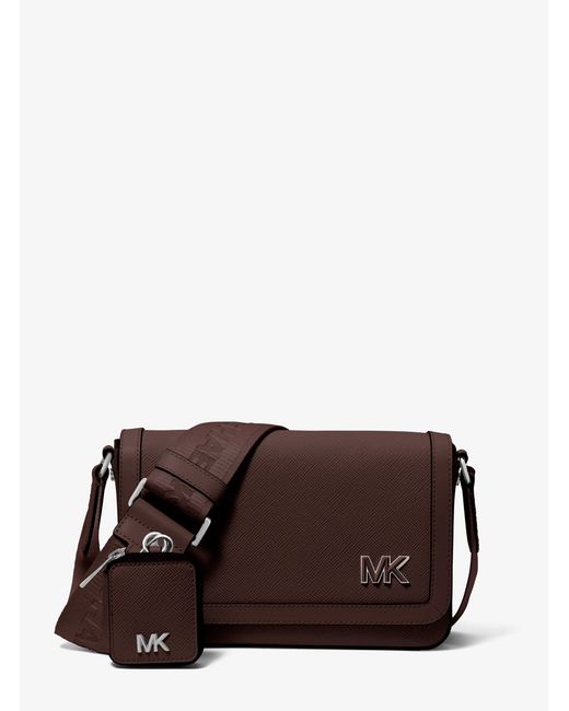 Michael Kors Brown Mk Edison Mini Crossgrain Leather Crossbody Bag With Pouch for men