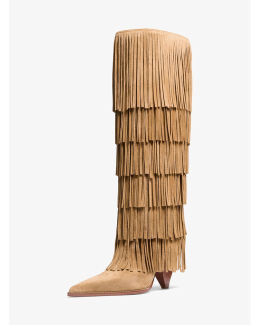 MICHAEL Michael Kors Natural Mk Jayla Fringed Suede Tall Boot