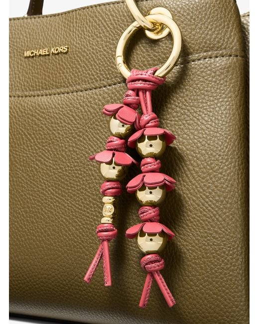 Michael Kors White Embellished Floral Bag Charm